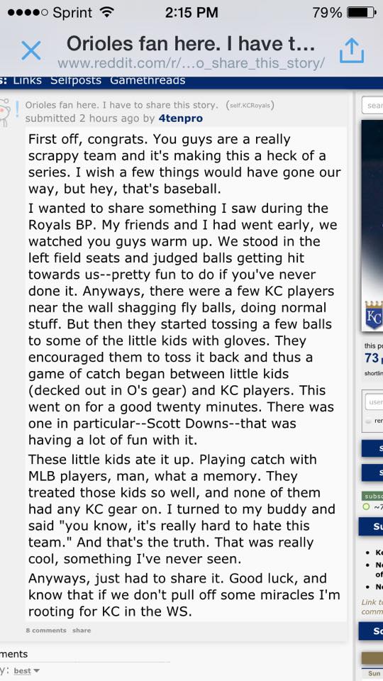 Royals toss the ball with Oriole fans